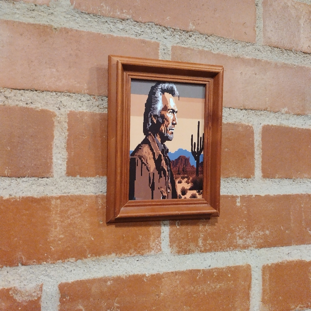8 Bit Clint Eastwood Framed Mini Art Print Lo-fi Pixel Art Southwestern